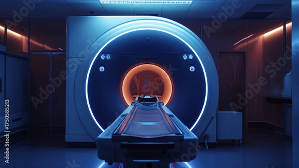 Fototapeta Modern CT scanner in a hospital room advanced medical imaging technology used for diagnostics and treatment planning