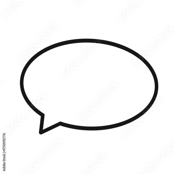 Fototapeta Simple black oval speech bubble for message and chat design / メッセージやチャットデザインに使えるシンプルな黒線楕円吹き出し