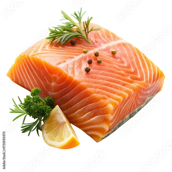 Obraz Salmon piece isolated on transparent background