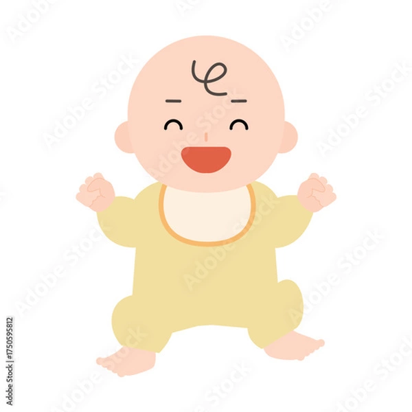 Fototapeta 大喜びの赤ちゃんの全身のイラスト