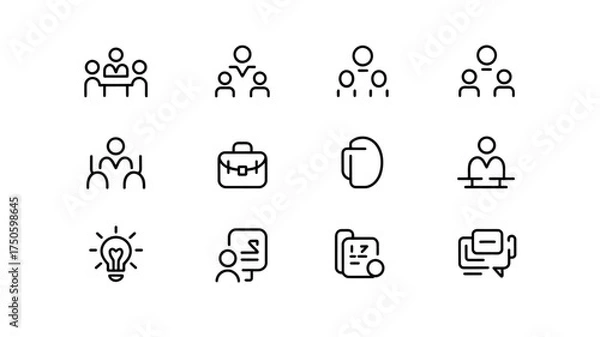 Fototapeta Teamwork business collaboration and idea generation icons meeting people