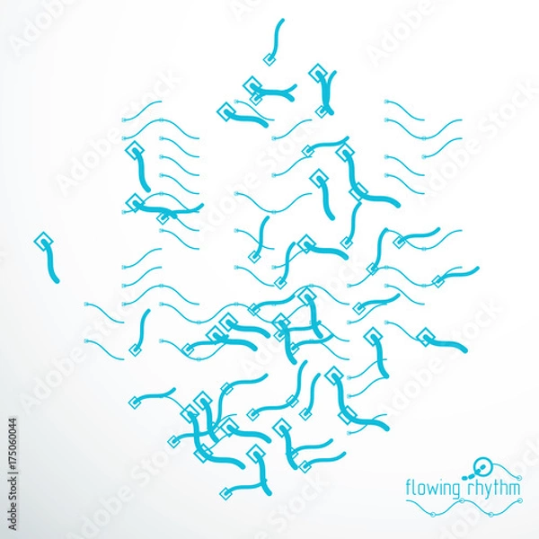 Fototapeta Abstract wavy lines rhythm pattern. Vector technical background, artistic graphic illustration.
