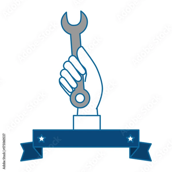 Fototapeta hand worker with wrench tool isolated icon