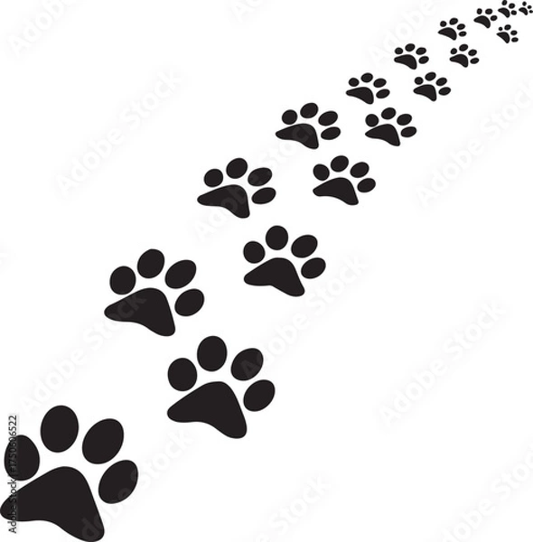 Obraz Pet Paw Prints Trail Vector Illustration for Animal, Dog, and Cat Design