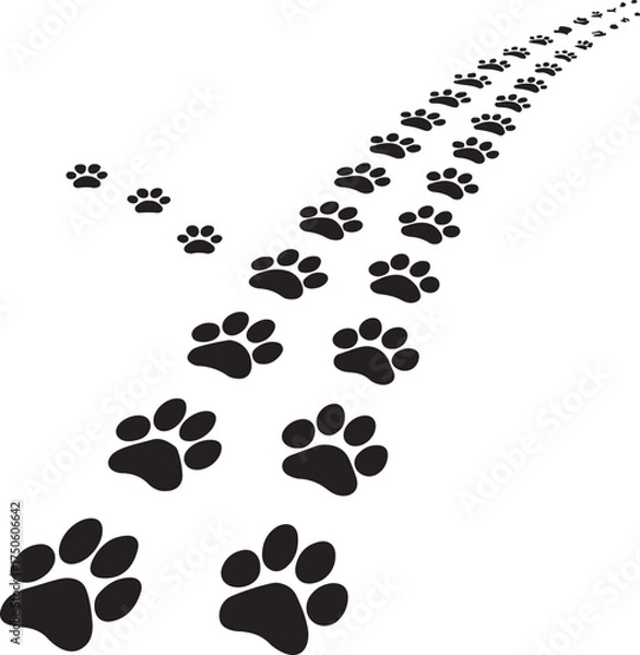 Obraz Animal Paw Print Trail Vector Illustration for Pet, Dog, and Cat Design