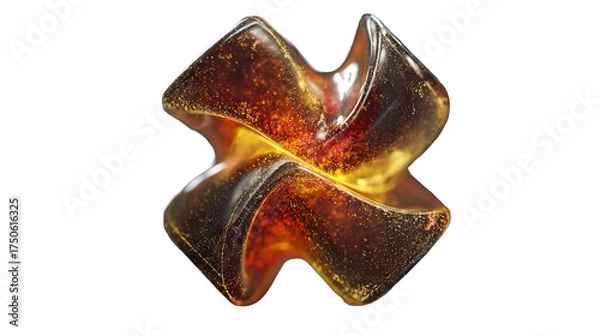 Fototapeta Ethereal sculpture glowing with amber light a mesmerizing dance of particle energy against a black