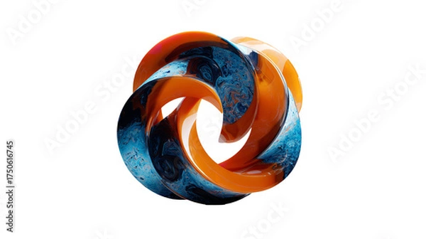 Fototapeta A mesmerizing dance of fluid art swirls where orange meets oceanic blue in dynamic motion on black