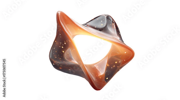 Fototapeta Abstract amber vortex with trapped stars glows with warmth a captivating digital art piece on black