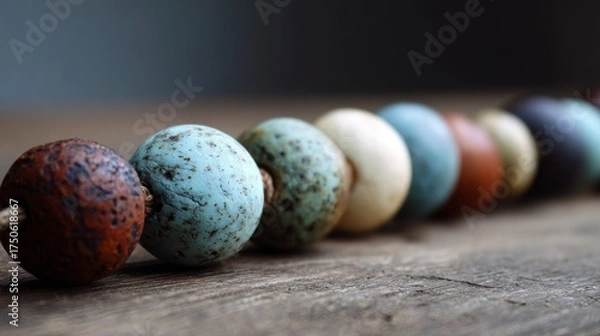 Fototapeta Colorful ceramic beads on string
