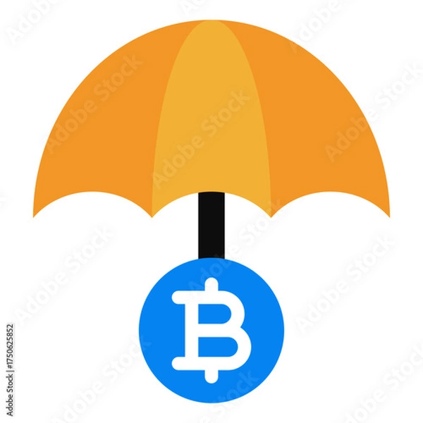 Obraz Bitcoin under Umbrella Icon