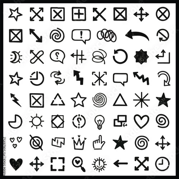 Obraz Grunge doodle vector silhouette icon set 