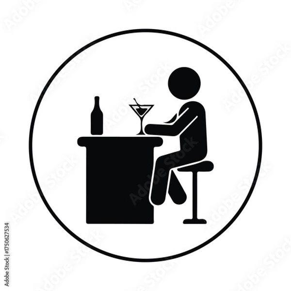 Obraz stickman Drinking silhouette icon