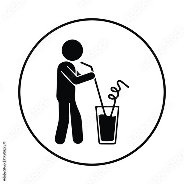Obraz stickman Drinking silhouette icon