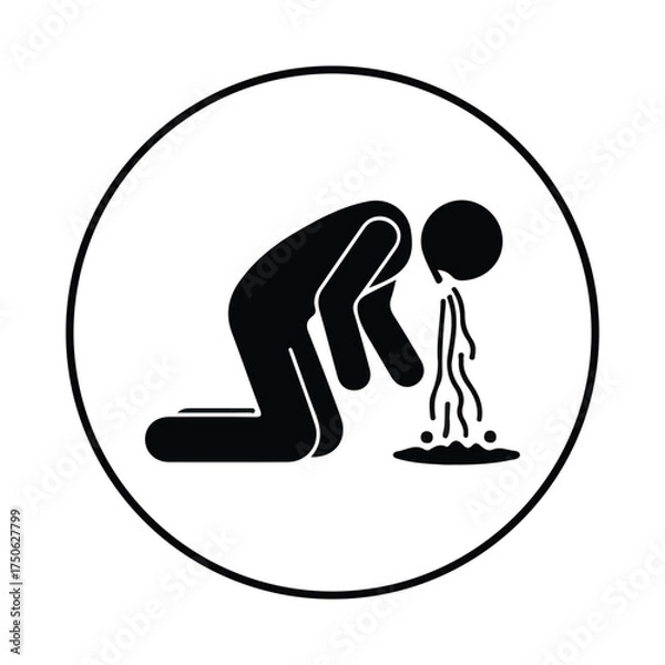 Obraz stickman vomit feeling silhouette
