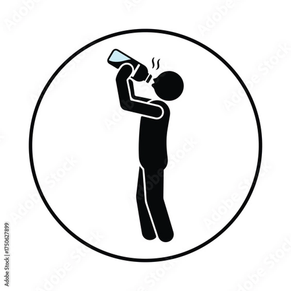 Obraz stickman water Drinking silhouette icon