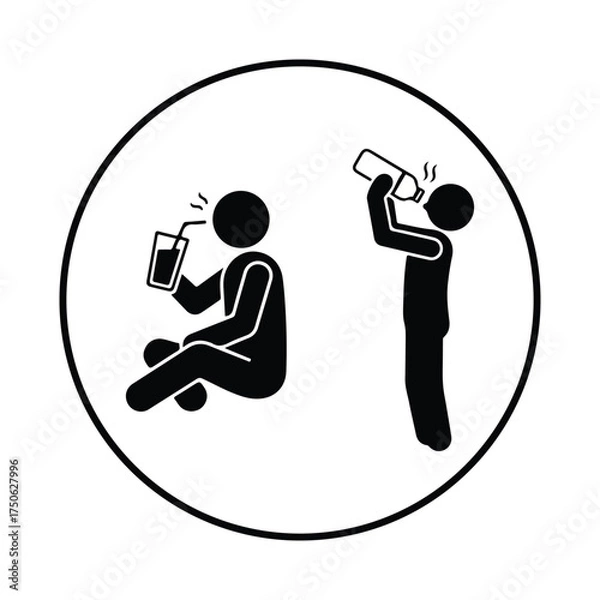 Obraz stickman water Drinking silhouette icon