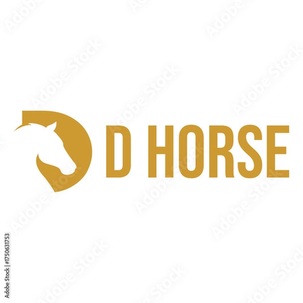 Obraz d horse letter flat minimalist logo design