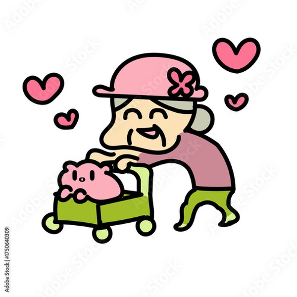 Obraz 走るシリーズ・svgおばあちゃん３