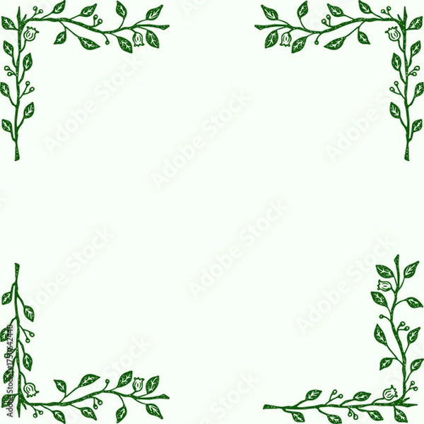 Fototapeta Elegant green vine frame decorated with lush leaves, natural botanical border design, fresh and minimalist greenery wreath, perfect for invitations, eco branding, posters, and digital artwork.