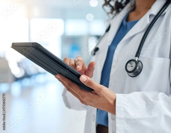 Fototapeta Doctor using tablet in hospital