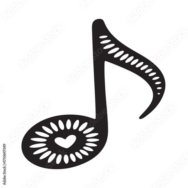 Obraz "Hand-Drawn Music Note Silhouette in Doodle Style"