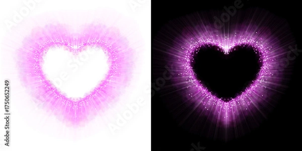 Obraz Pink heart shaped glitter effect frame, glowing and sparkling.