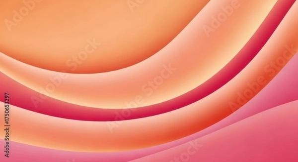 Obraz Smooth Gradient Waves of Warm Orange and Pink Hues, Abstract Flowing Background