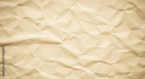 Obraz Textured Beige Crumpled Paper Background with Dramatic Shadows and Highlights