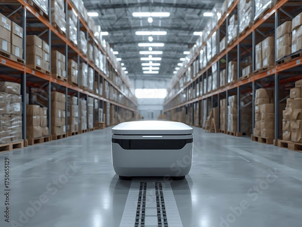 Obraz Autonomous robot warehouse logistics inventory automation elevates efficiency with calm precision