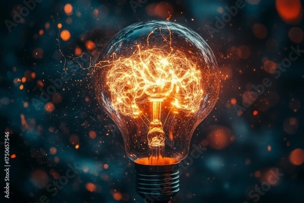 Obraz light bulb with fire