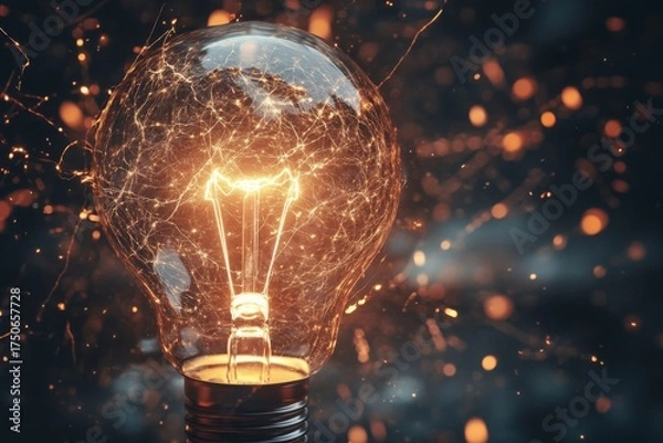 Obraz light bulb on black background