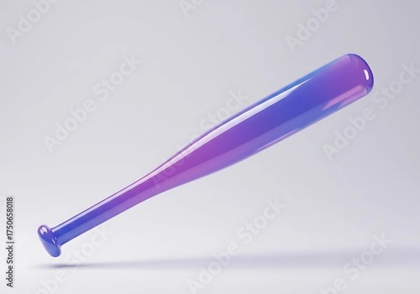 Fototapeta Gradient baseball bat floating on white surface with copy space
