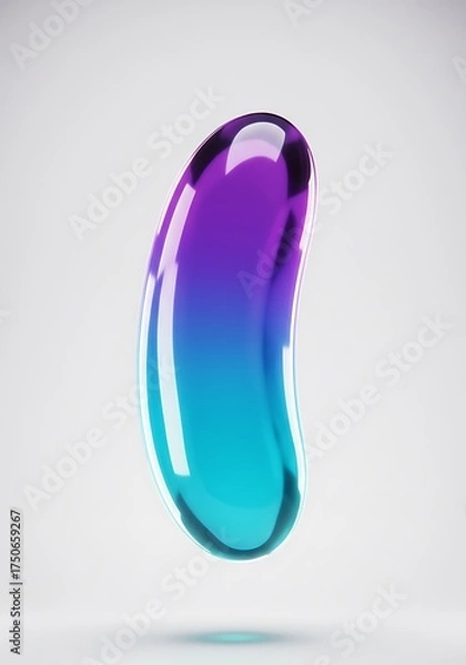 Fototapeta Gradient jelly bean render against neutral background with copyspace