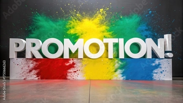 Obraz Big Promotion Announcement with Colorful Powder Explosion Background