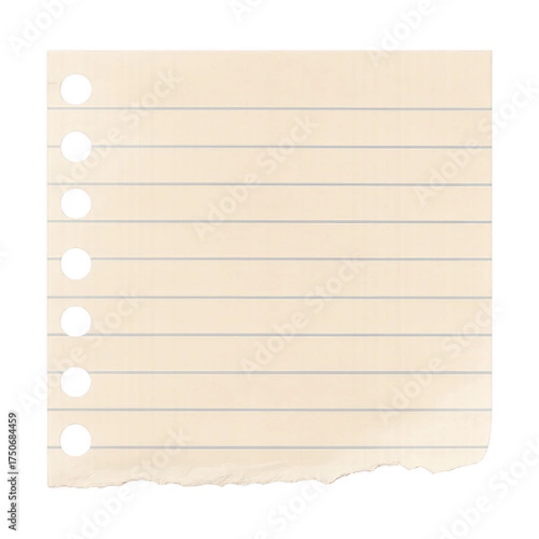 Obraz PNG Torn lined paper sheet element.