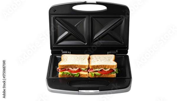 Obraz Realistic toaster PNGs featuring modern kitchen appliance designs with metallic finishes, toasted bread slices, and detailed buttons — ideal for breakfast-themed projects, kitchen product ads, applian