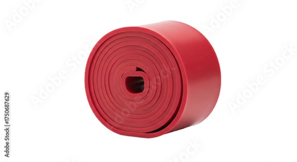 Fototapeta A red rubber band on a white background.