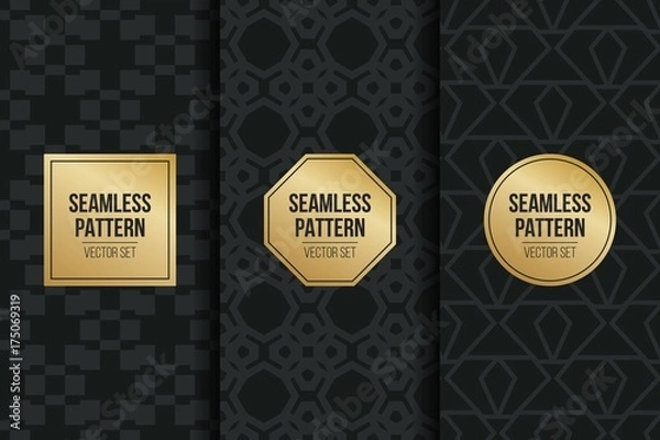 Obraz Abstract concept vector monochrome geometric pattern. Dark blue, gold minimal background. Creative illustration template. Seamless stylish texture. For wallpaper, surface, web design, textile, decor.