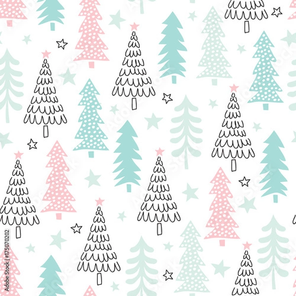 Fototapeta seamless christmas tree pattern vector illustration
