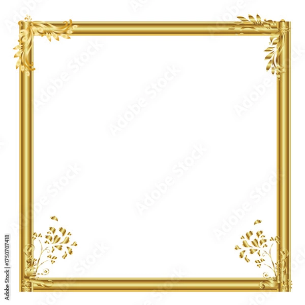Fototapeta Golden Photo Frame – Luxury Vintage Picture Frame for Elegant Photography, Wall Art, and Exhibition Display