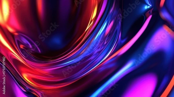 Obraz Vibrant Abstract Liquid Metal Background with Dynamic Neon Colors.