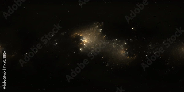 Fototapeta 360 degree space nebula. Giant interstellar cloud with stars, equirectangular projection, environment map. Spherical panorama. 3D rendering, Fractal image