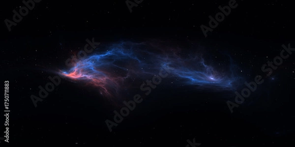 Fototapeta 360 degree space nebula. Giant interstellar cloud with stars, equirectangular projection, environment map. Spherical panorama. 3D rendering, Fractal image