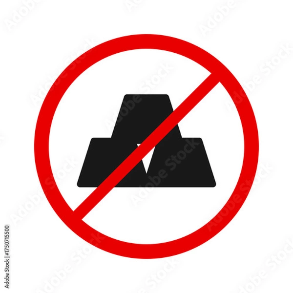 Obraz Forbidden sign with three gold bars icon on white background