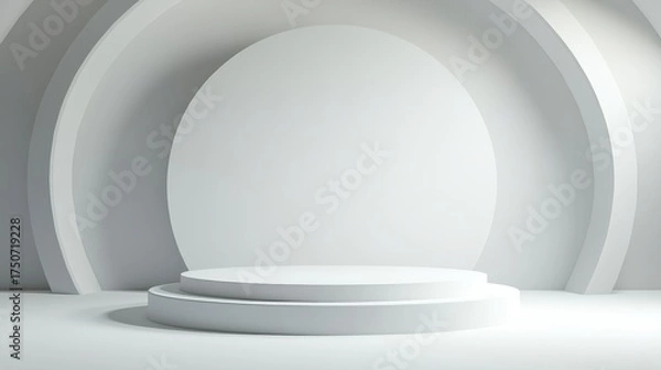 Obraz Minimalist White Podium with Abstract Architectural Background for Product Display.