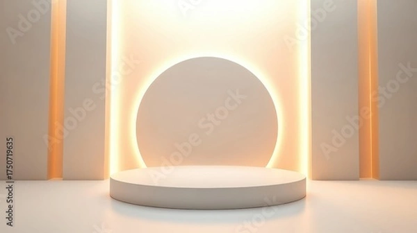 Obraz Elegant Product Display Stage with Warm Backlit Circle.