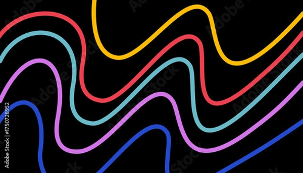 Fototapeta abstract line colorful wave black background
