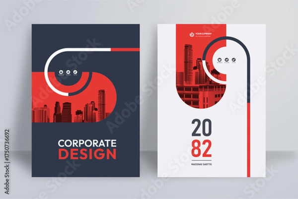 Obraz Business Report Cover Template – Red Geometric Layout (A4)