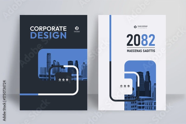 Obraz Business Report Cover Template – Blue Geometric Layout (A4)