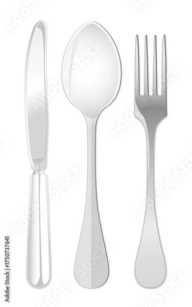 Obraz Spoon fork and knife cutlery set illustration